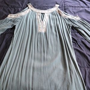 Time and Tru Teal Cold Shoulder Dress